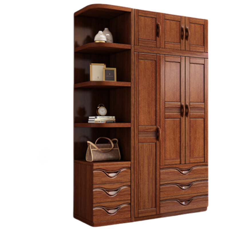 铭思达实木衣柜三门+顶柜+边柜套高清大图