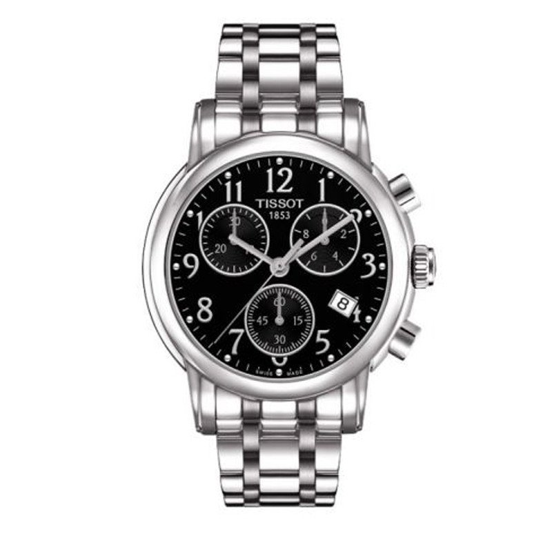 天梭 TISSOT 韵驰系列石英女表皮带指针女士手表女腕表计时皮革手表女腕表T050.217.11.112.00