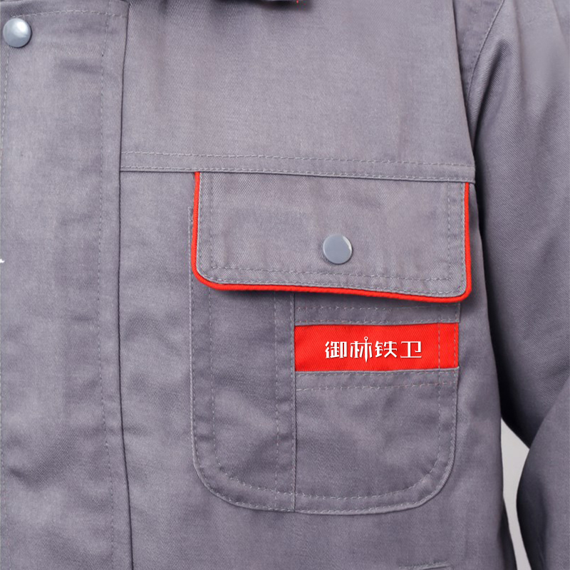 御林铁春秋款长袖劳保工作服浅灰m码到xxxl防护服