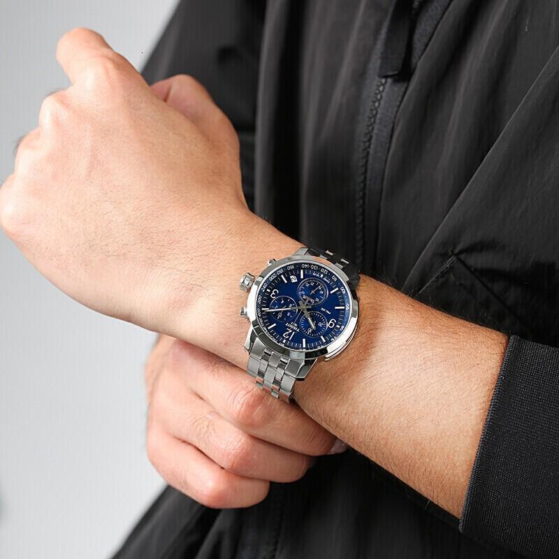 天梭tissot瑞士手表prc200系列石英表男多功能三眼计时商务休闲时尚