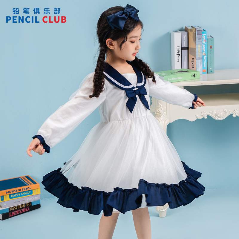 [1件3折]铅笔俱乐部2025年春装新款女童连衣裙儿童风裙子中大童公主裙