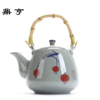 鼎亨大号泡茶壶手绘陶瓷复古青花提壶1000毫升壶餐厅饭店茶壶