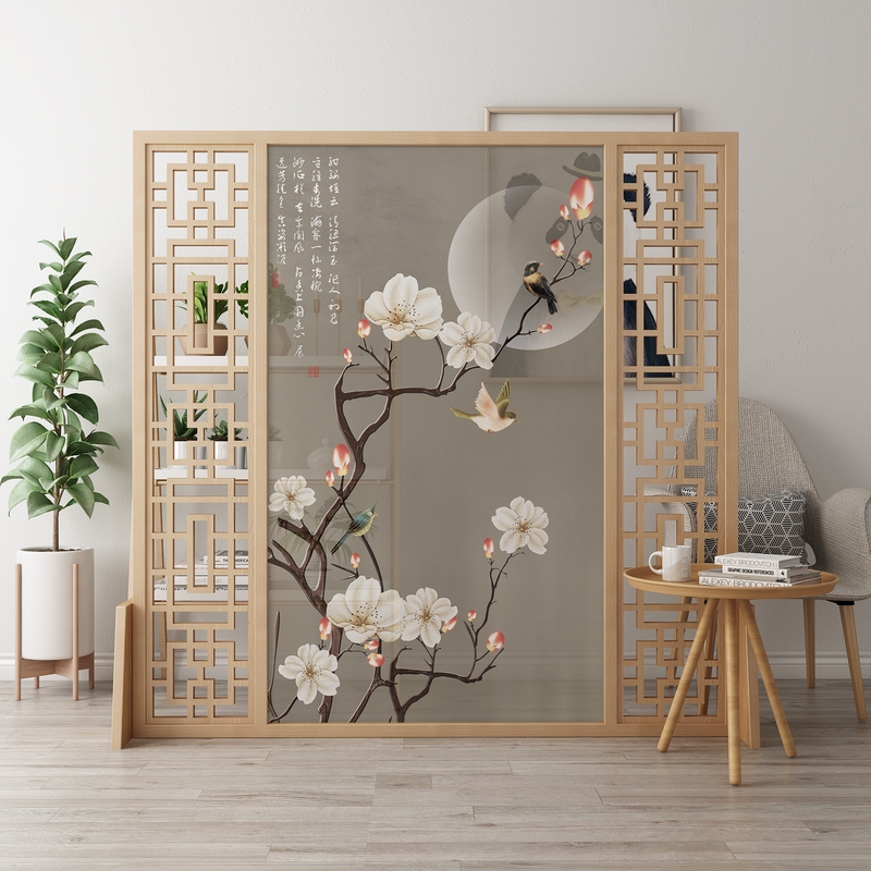 新中式屏风隔断客厅进玄关简约现代时尚卧室遮挡家用小户型座屏 左右镂空(220*180cm) 整装高清大图