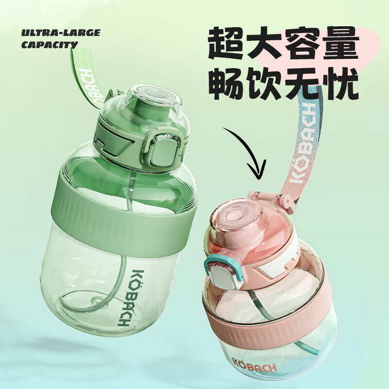 康巴赫炫彩系列大容量双饮运动杯-1200mL(梦幻粉蓝)高清大图