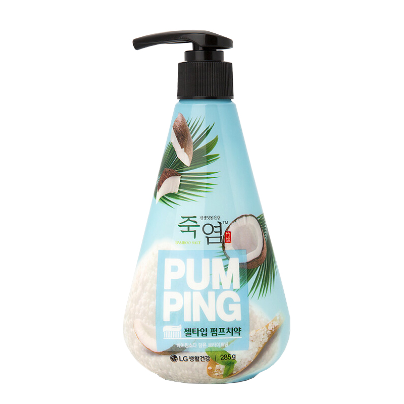 竹盐派缤按压式牙膏285g*2瓶清新口气全优护