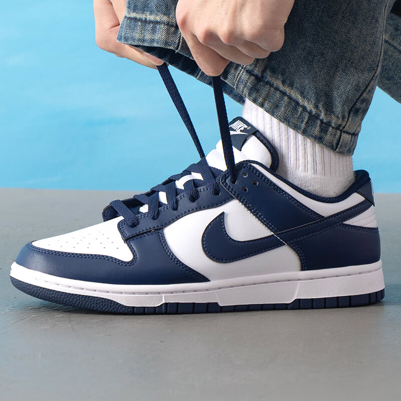 耐克(NIKE)男鞋NIKE DUNK LOW RETRO轻便低帮休闲运动滑板鞋 HF5441-202 ZP HF5441-107/白色/深蓝色 43