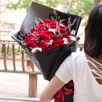 鼎卉鲜花33朵红玫瑰花束爆款，全国市区免费配送，送女友，送爱人生日表白、祝福、道歉【海誓山盟】33朵红玫瑰花束
