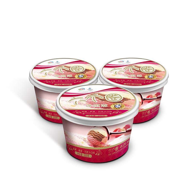 伊利六个圈(草莓香草巧克力味)冰淇淋200g