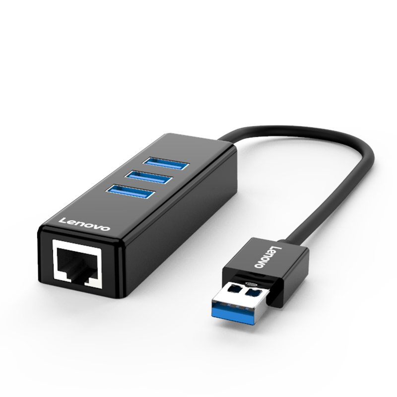 联想(Lenovo)A625 USB转RJ45有线网口转接器 网卡转换器 hub集线器 USB3.0分线器