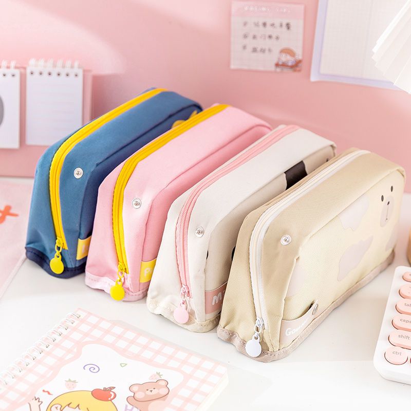 创意卡通可折叠斜扣大容量笔袋韩版ins文具收纳袋卡通动物笔袋
