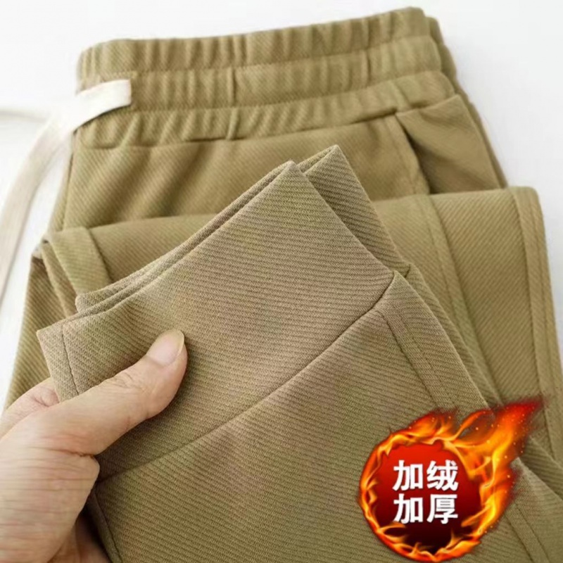 冬季美式重磅男休闲裤加绒加厚斜纹束脚长裤男士运动裤宽松卫裤高清大图
