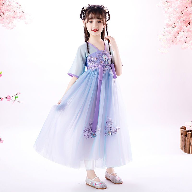 女童汉服夏儿童古装连衣裙仙女裙仙公主裙中国风小女孩夏款裙子