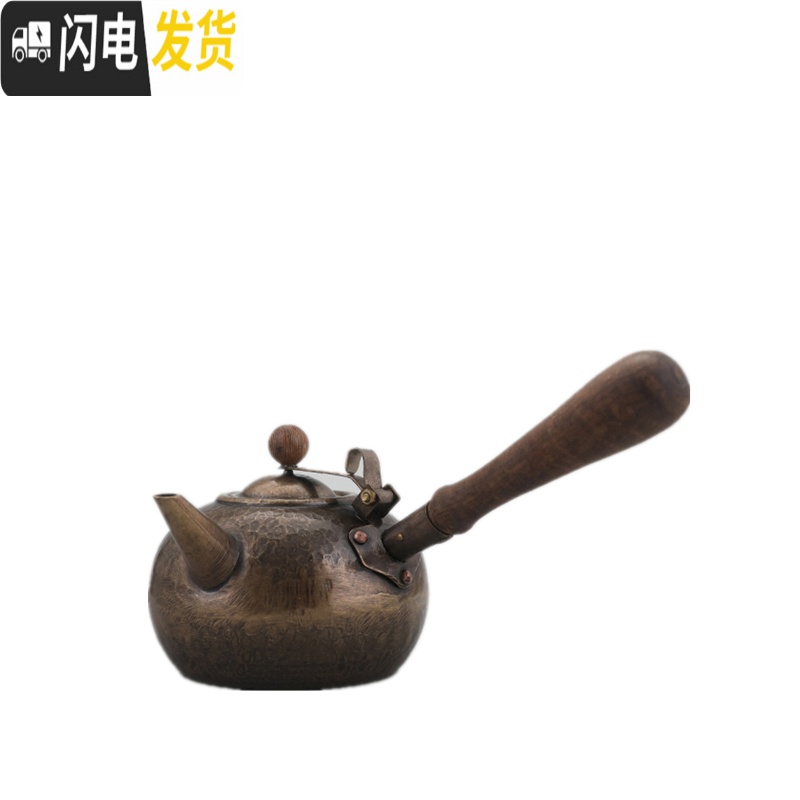 三维工匠侧把铜壶手工纯铜 紫铜壶 带柄烧水铜壶煮茶壶炭炉电陶炉功夫茶 驼色青铜仿古450茶具高清大图
