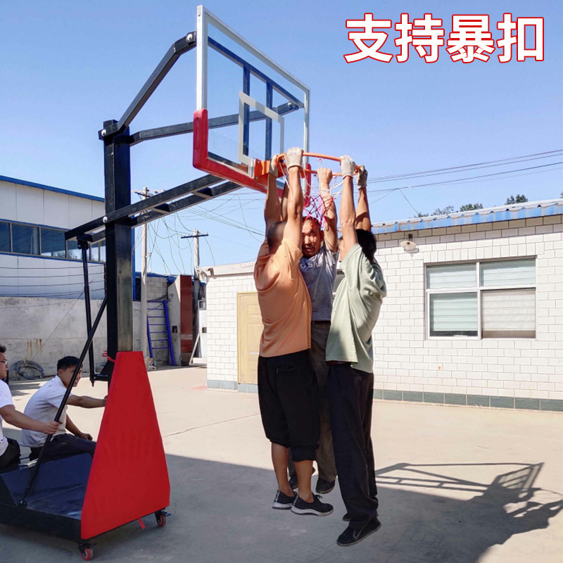 规格[带轮带护板 篮球架一个]高度可调 带轮移动升降篮球架 青少年成人比赛蓝球架