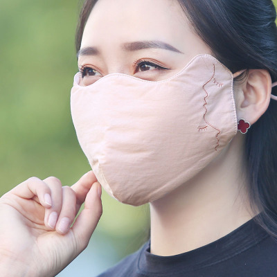 美人肉粉色冬天棉口罩全棉冬天布面罩半脸2021新款时尚版加厚棉质可洗