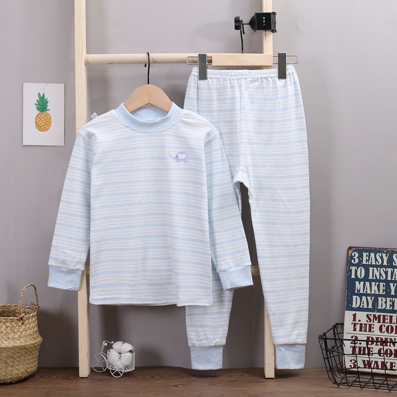 儿童内衣彩套装秋衣秋裤男女童春秋儿童睡衣0-15岁长袖 蓝色纯棉男孩 110码建议身高100-110cm