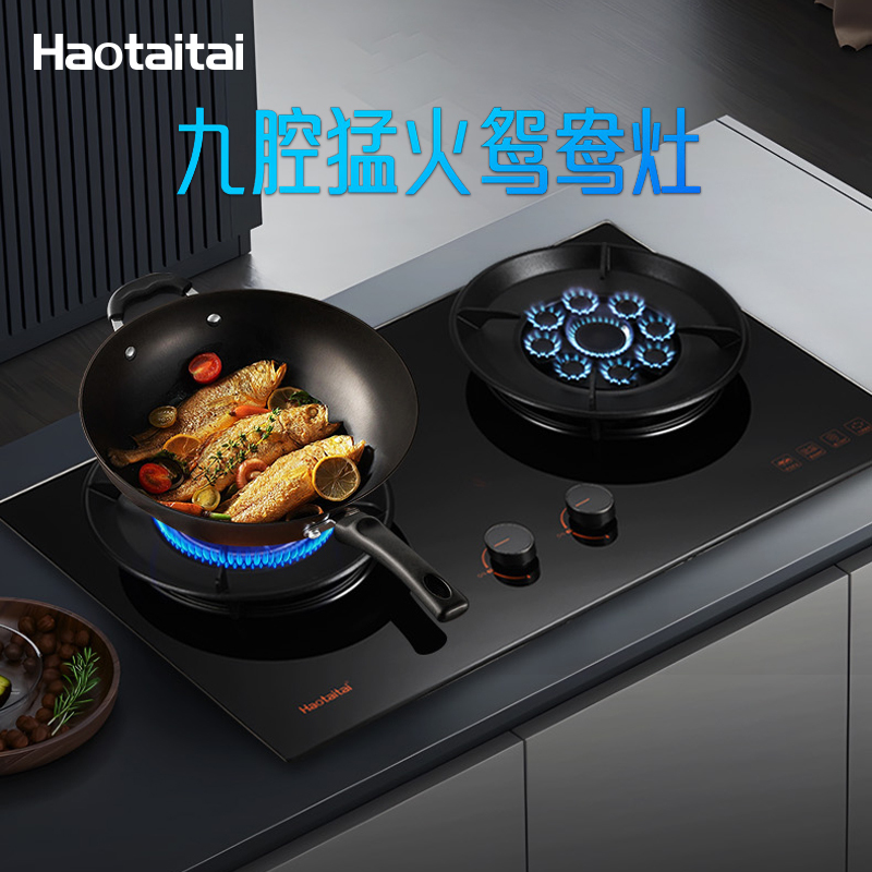 Haotiatai燃气灶JZT-X405 5.0kW大火力九鼎劲燃猛火可调底壳换灶不开孔保洁炉头中空聚能锅支架