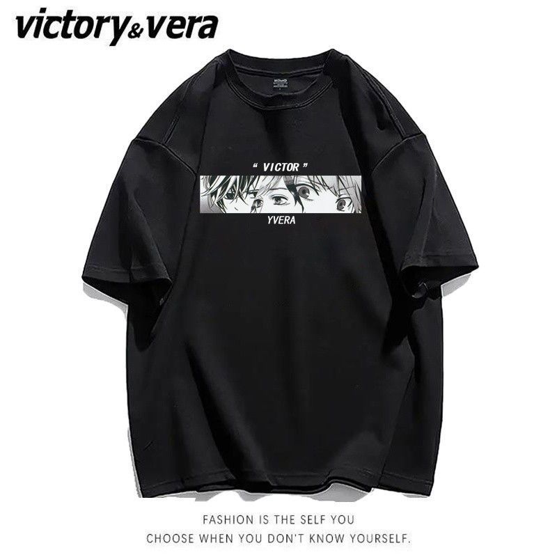 VICTORYVERA美式复古短袖t恤女夏季韩版学生宽松潮ins情侣上衣服