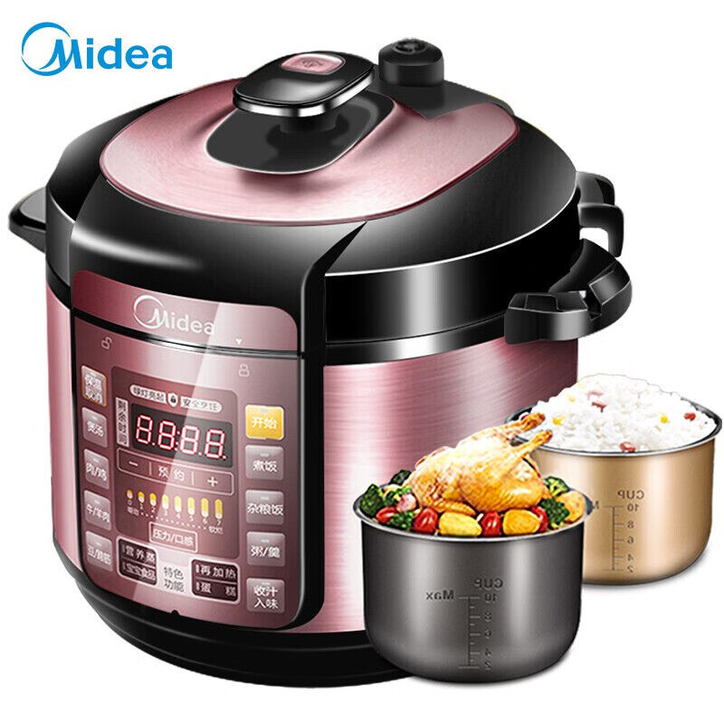 美的(Midea)智能电压力锅 家用高压锅智能预约匀火速热压力锅全自动大容量 双内胆 MY-YL50Simple101