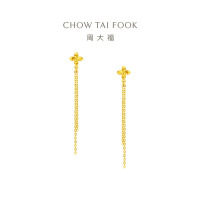 周大福时尚爆闪碎碎冰流苏四芒星四叶草黄金耳钉计价EOF1359新款 足金约1.65g