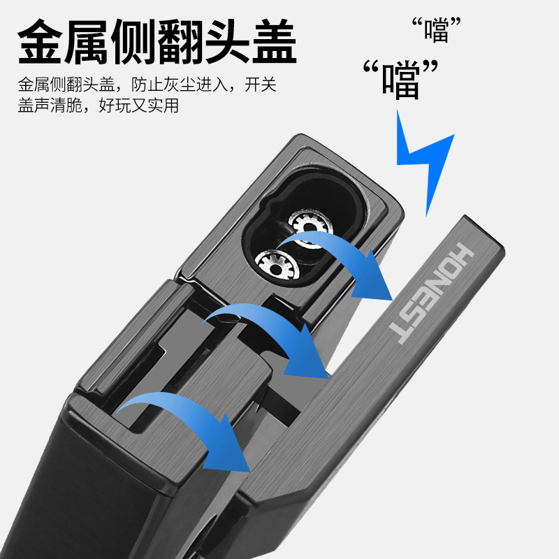 双火直冲大火力雪茄打火机翻盖全金属透明可视气窗男士礼高清大图