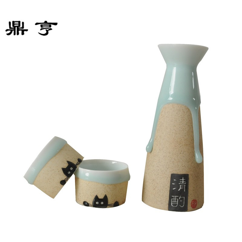 鼎亨创意手工流釉酒具景德镇陶瓷日式清酒壶 白酒酒杯分酒器家居