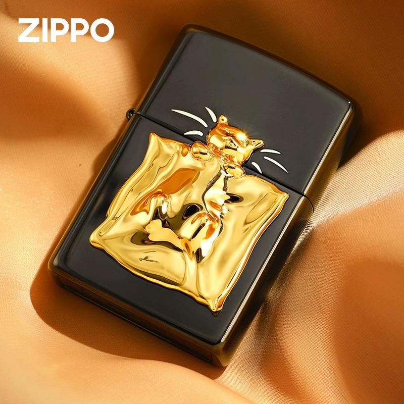 zippo之宝打火机猫咪万睡套装lze0746c01zippo煤油防风打火机