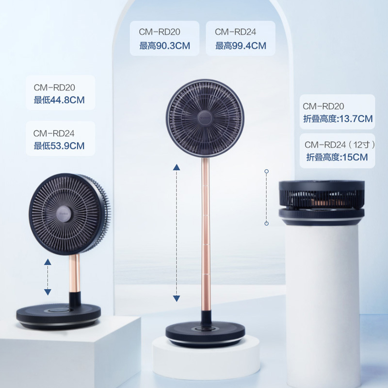 艾美特(Airmate)落地扇无线折叠充电款落地扇便携户外 风扇强大风力智能遥控 带夜灯 10寸折叠扇 CM-RD20高清大图