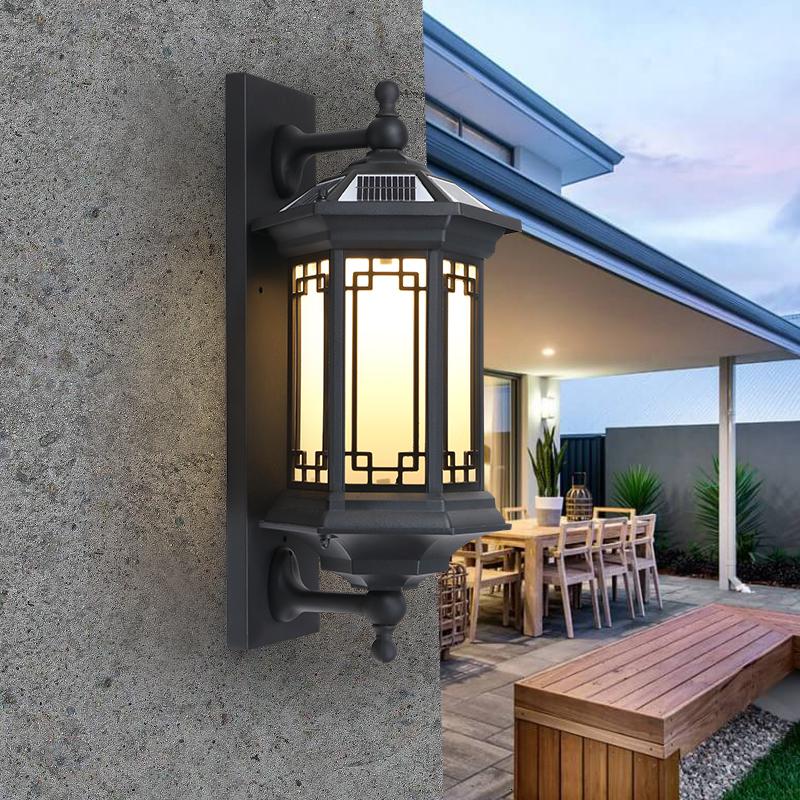 欧式户外壁灯防水闪电客庭院灯家用别墅围墙大灯新中式室外太阳能壁灯