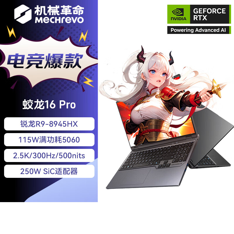 机械革命(MECHREVO)蛟龙16Pro 2025款 16英寸旗舰游戏本 强芯学生设计笔记本电脑 定制 锐龙版R9-8945HX RTX5060 16G 2T 2.5K 灰高清大图