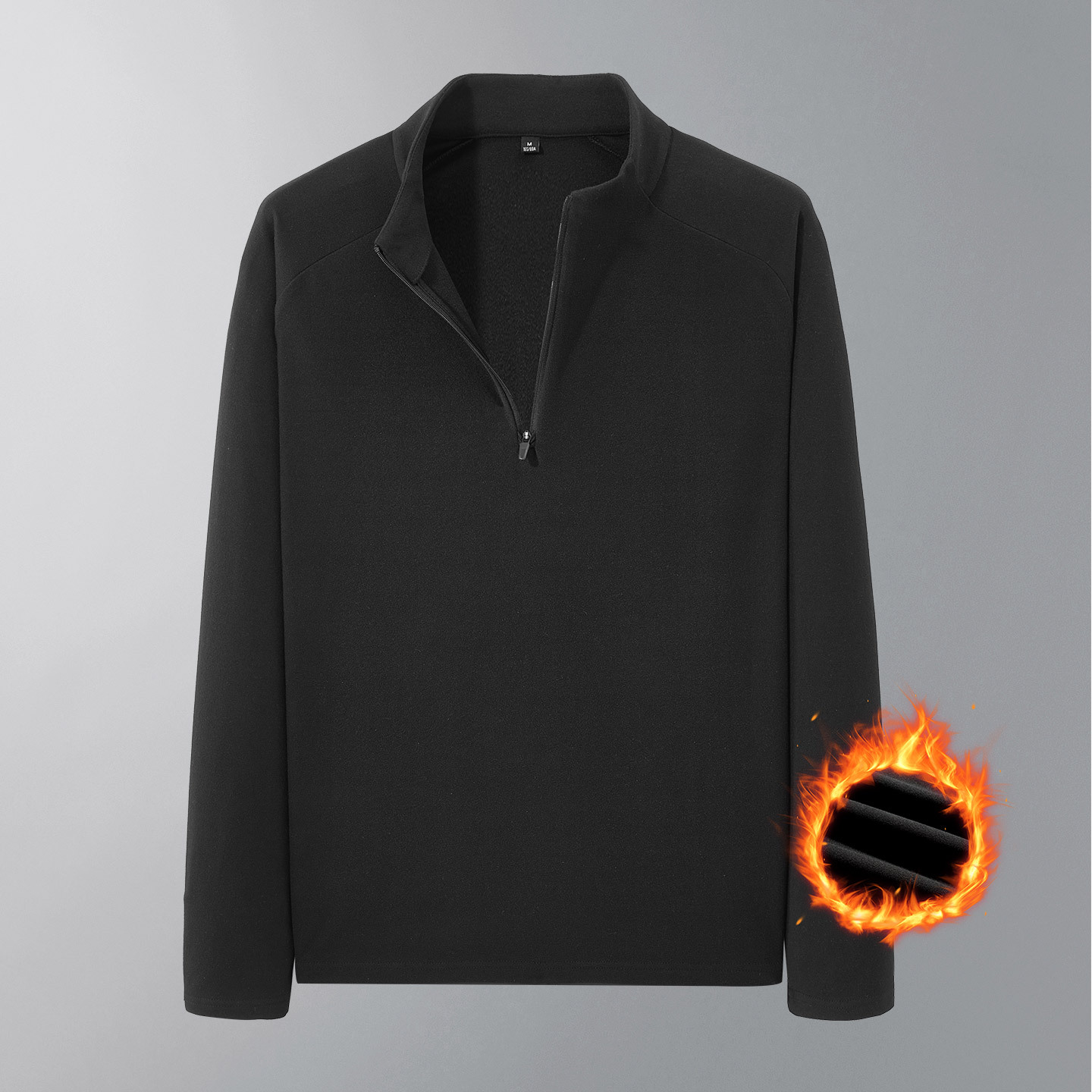 啄木鸟立领双面德绒卫衣男秋冬半拉链加绒加厚大码潮流打底衫上衣高清大图