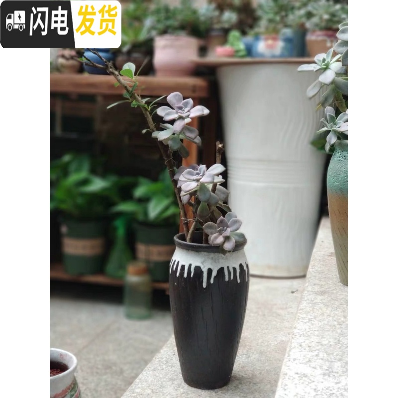 三维工匠法师老桩盆多肉花盆高筒陶瓷大号粗陶透气特大陶罐花盆 G8-447 23-25CM花盆容器高清大图