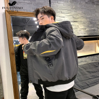 富贵鸟（FUGUINIAO）男士夹克2019春秋新品连帽帅气男装上衣服韩版潮流休闲工装外套男
