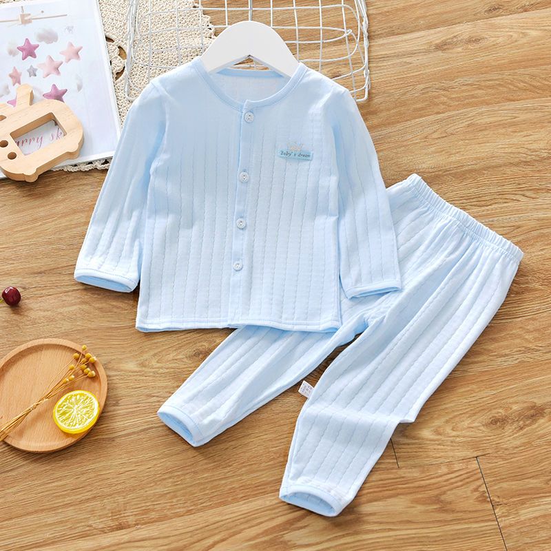宝宝空调服套装薄款长袖夏季分体开衫家居服男女婴儿夏天睡衣棉