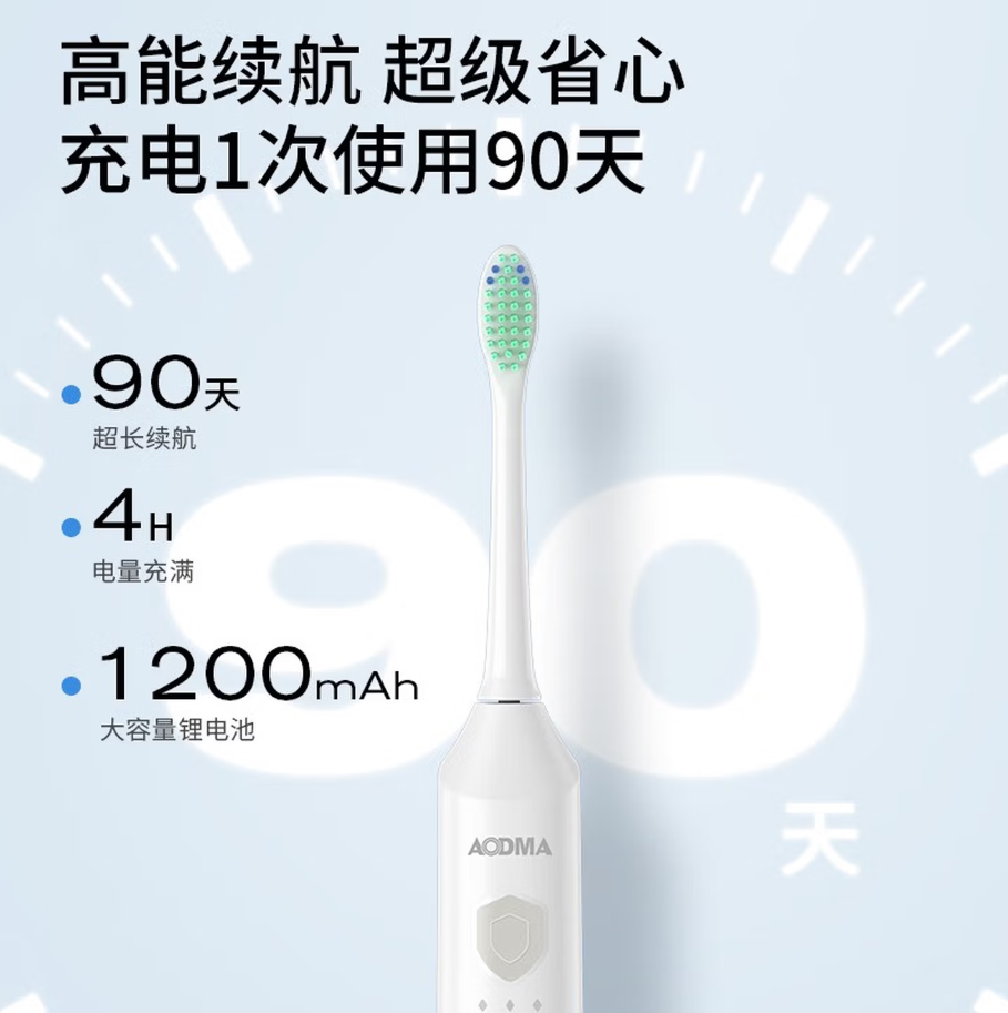 澳得迈AODMA声波电动牙刷智能震动清洁美白去渍防敏感便携设计高清大图