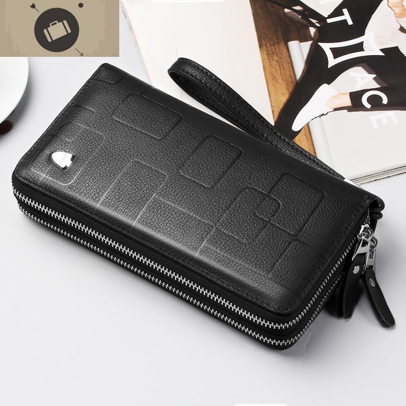 钱包男长款拉链大容量男士包包手拿包手包潮真皮手提包软皮手机包艾狄