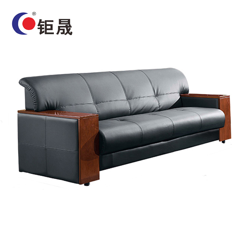 钜晟 办公沙发 商务接待西皮沙发组合3+1+茶几JS-6017H 黑