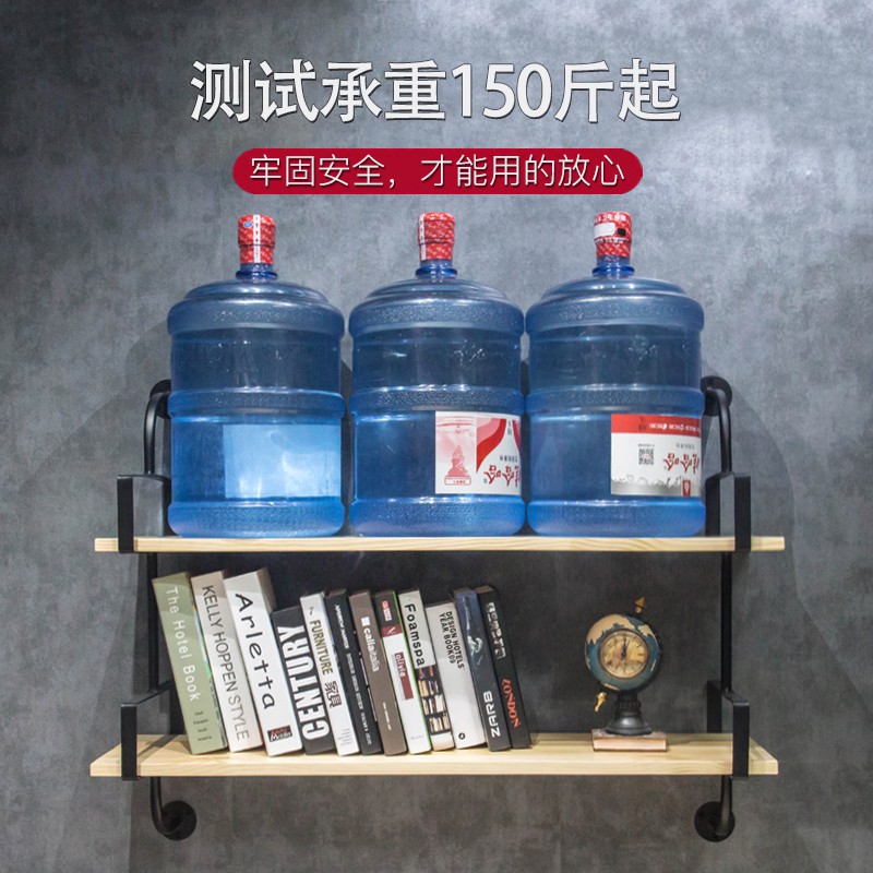 铁艺壁挂墙上置物架厨房客厅书架花架多层一字隔板墙壁收纳架实木收纳层架 三维工匠高清大图