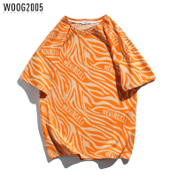 WOOG2005 满身斑马印花男潮流t恤男夏季潮流款宽松大码短袖体恤