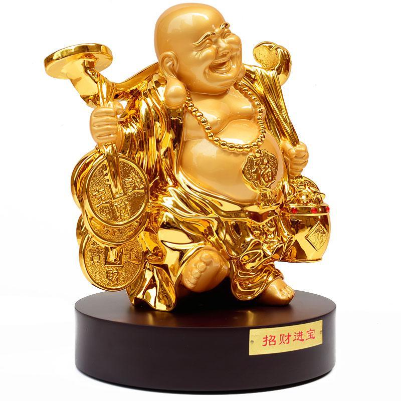 美帮汇镀金弥勒佛客厅家居装饰佛像摆件送长辈生日乔迁开业