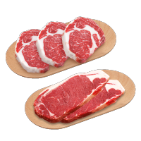 谷言 生鲜 整切西冷牛排眼肉进口原料 牛排 家庭套餐 8片装 1200g/8片 (赠刀叉1副，调味油8份，黑椒酱8袋)