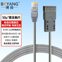博扬 室内8芯RJ45 鸭嘴跳线2米超五类4对语音跳线110配线架电话语音工程专用线灰BY-RJ45-110-4P-2