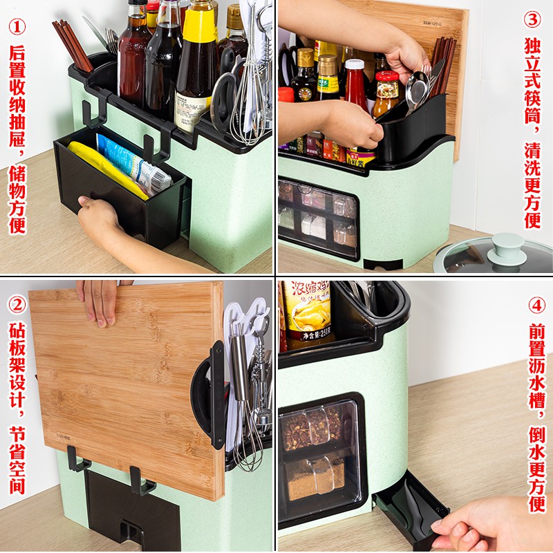 厨房用品家用调味品盒调料储物置物架橱柜灶台面刀筷厨具收纳收纳层架 三维工匠高清大图