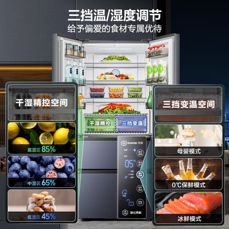 海信(Hisense)525升冰箱四开门法式冰箱家用一级能效风冷无霜家电政府补贴以旧换新BCD-525WNK1PU 双系高清大图