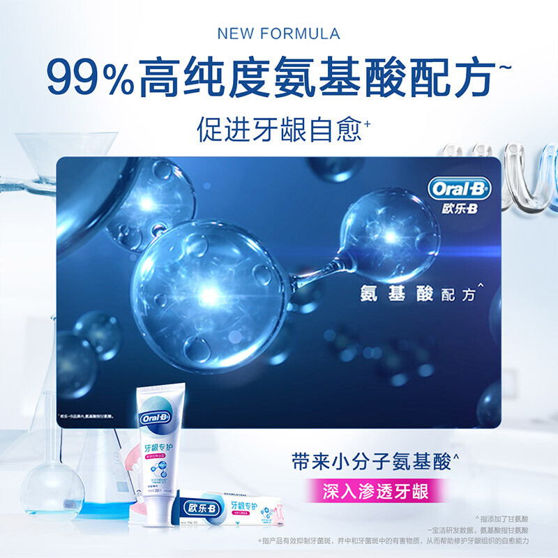 Oralb欧乐B氨基酸牙膏减少牙龈红肿清新口气含氟男士女士-对抗红肿140g*1支高清大图