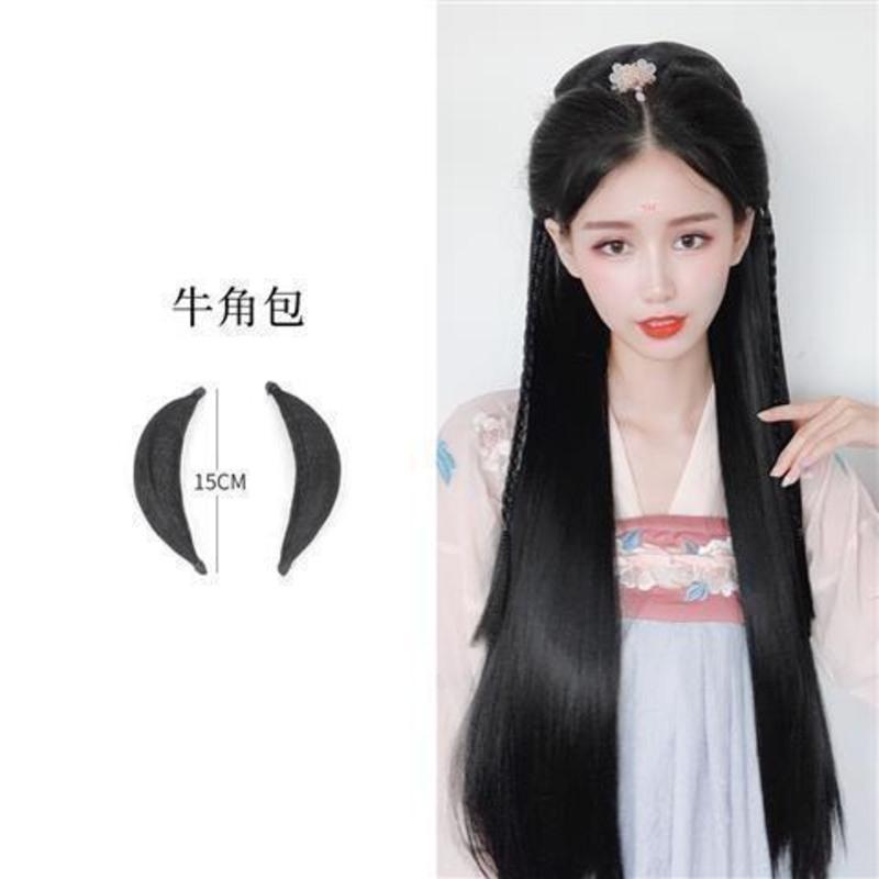麻花包/15cm 古装假发女汉服发包造型花千骨牛角麻花包垫发包发髻无底麻花套装