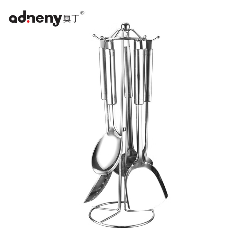 奥丁(adneny) OD-00806 厚爱系列厨房六件套 锅铲+ 煎铲+ 汤勺+ 漏勺 +饭勺+支架高清大图