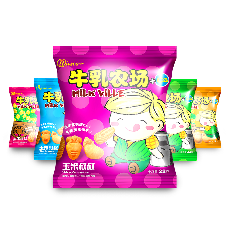 RIVSEA 禾泱泱MilkVille 牛乳农场 玉米叔叔饼干22克 儿童零食