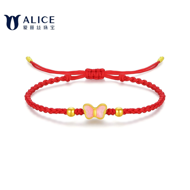 Alice爱丽丝珠宝 足金999蝴蝶结在逃公主手绳 H0400073高清大图