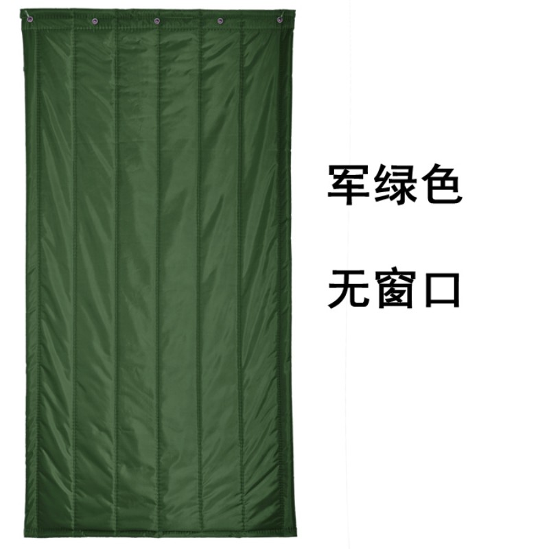 加厚二层棉门帘秋冬挡风保暖门帘定制 110x210高(二层棉)军绿色无窗高清大图